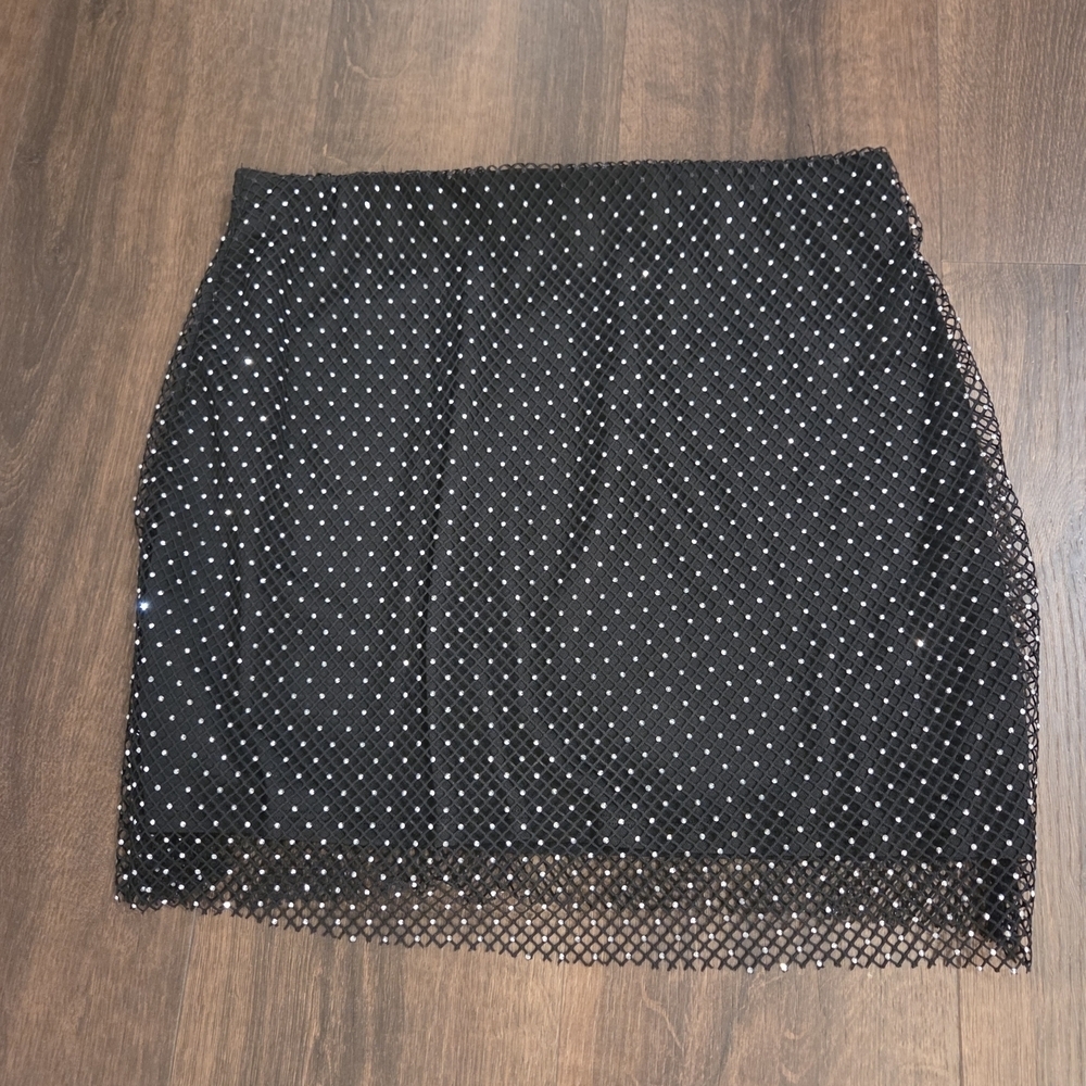 Sincerely Jules Black Mesh Rhinestone Pencil Skirt
